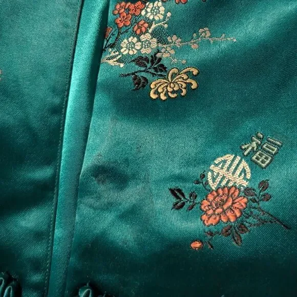 50s Vintage Beautiful Emerald‎ Asian Kimono